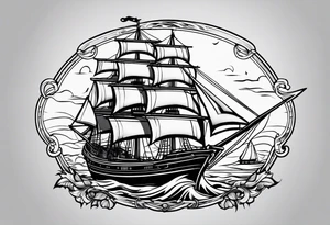 simple sloop ship american traditional tattoo idea