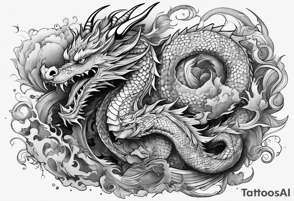 Dragon in lumbals man tattoo idea