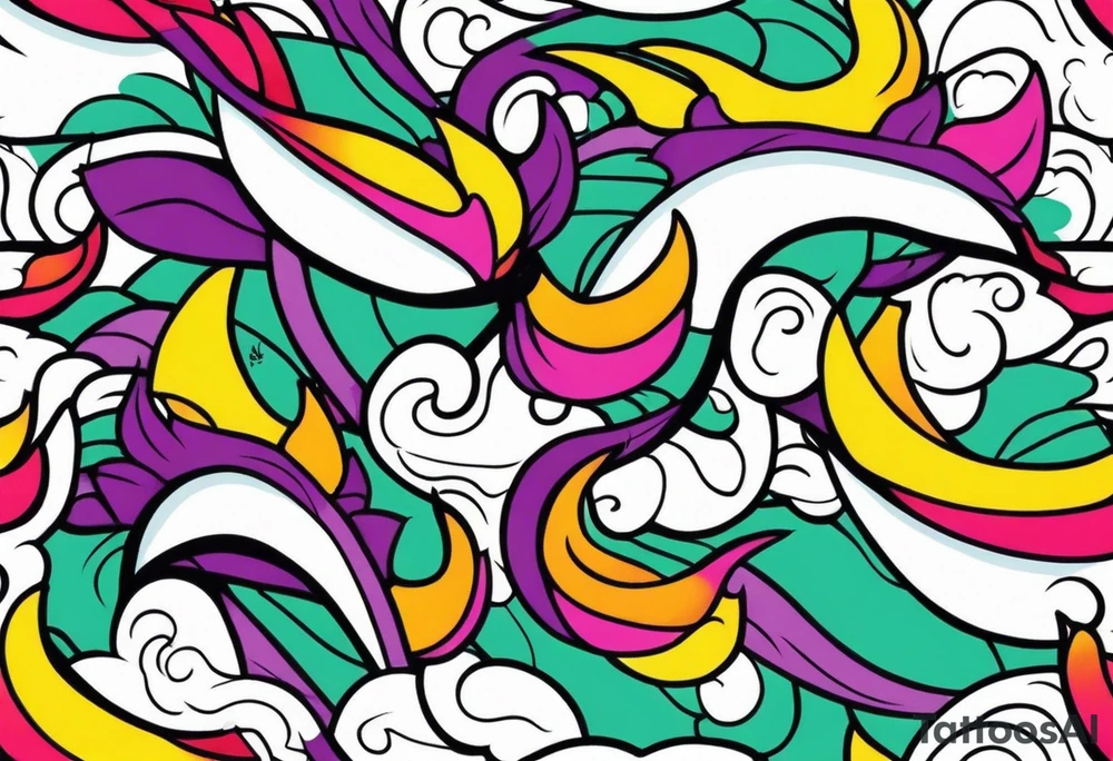 Dragon in color minimalism tattoo idea