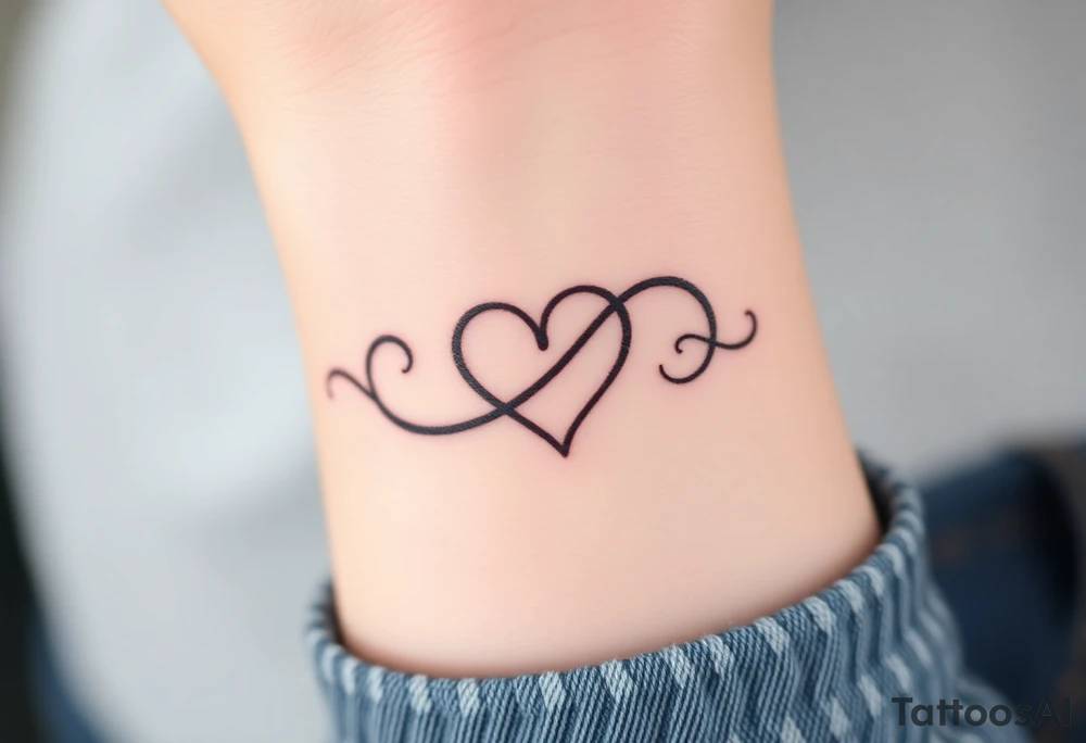 A infinity symbol, with one loop engraving the family, intertwined with a heart tattoo idea