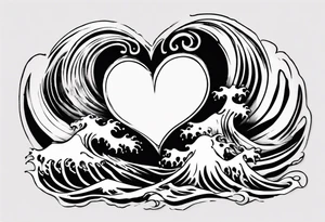 heart which is also a Japanese wave painting tattoo idea