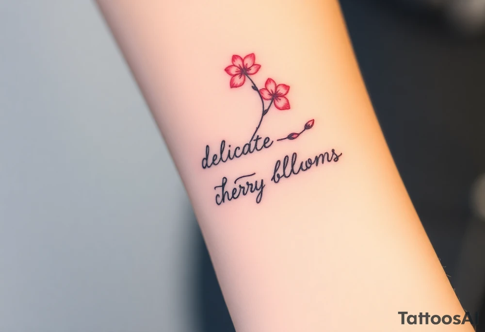 delicate cherry blossoms swirling in spring breeze with petals tattoo idea