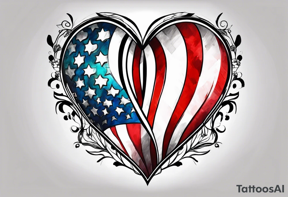 Flag inside of a heart tattoo idea