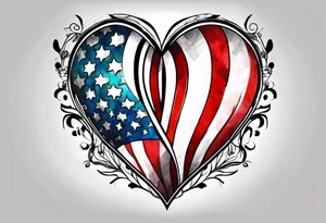 Flag inside of a heart tattoo idea