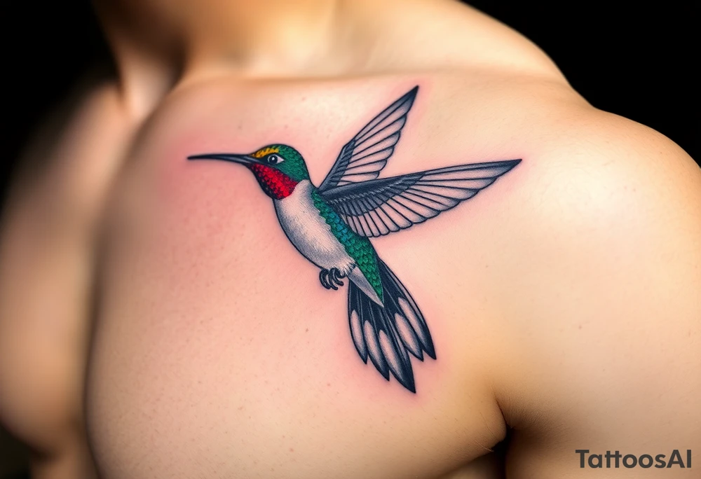 A hummingbird with a falcon’s tail (only red , blue and black are possible colors) tattoo idea