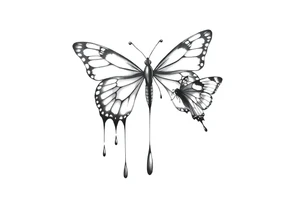 Bleeding butterfly and a second one who is in mental horror style just left and down from the first one tattoo idea