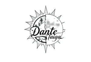 The name "Dante" in the sun and the name "Taiga" in the moon tattoo idea