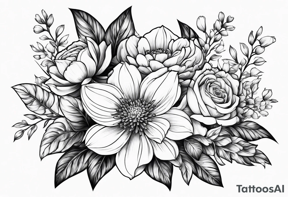 Chrysanthemums, Rose, Gladiolus tattoo idea