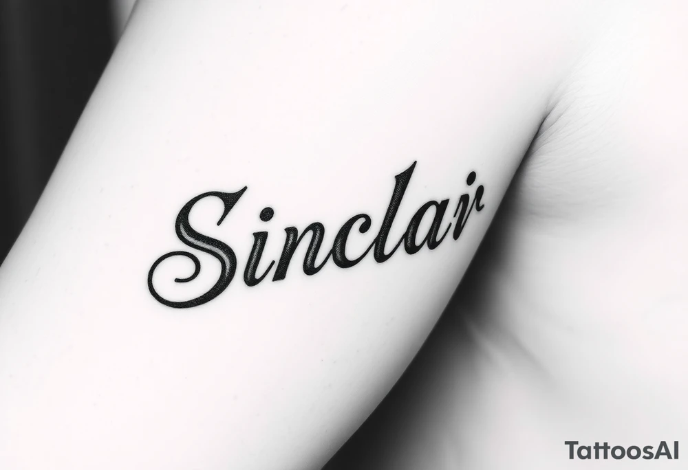 Arm/wrist tattoo. The word Sinclair. tattoo idea