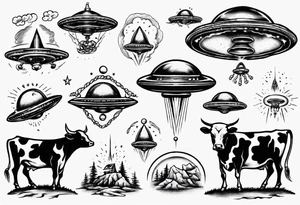 UFO abducting a cow tattoo idea