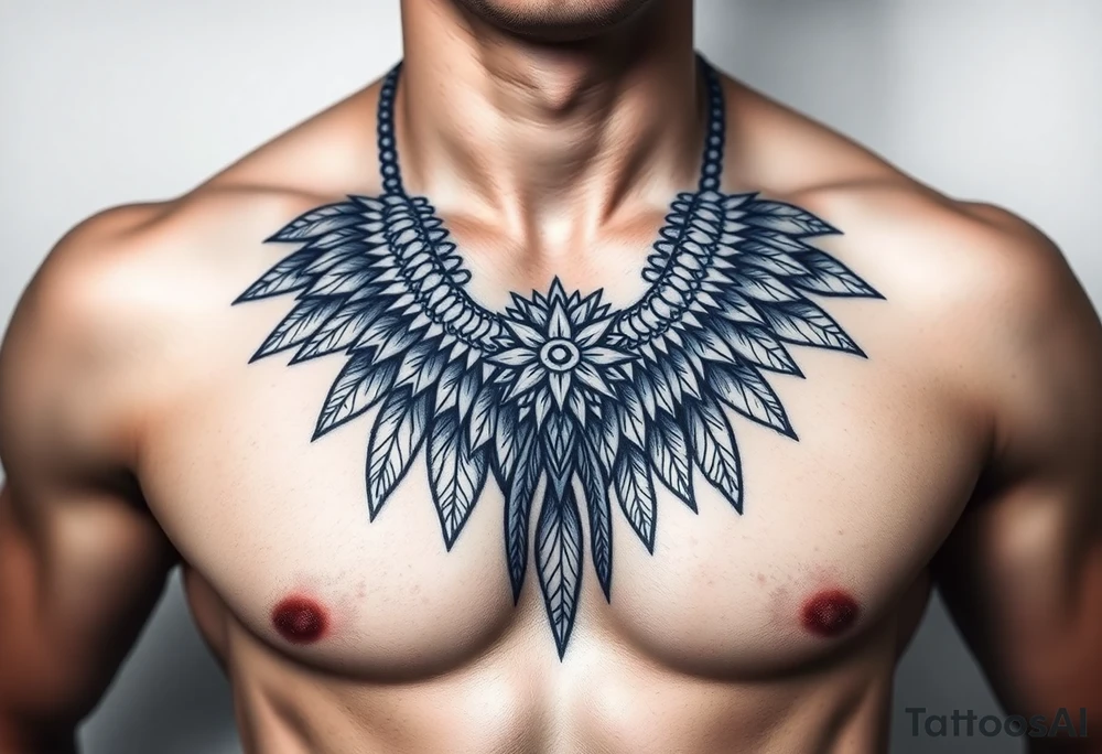 Indian chest color male tattoo idea