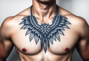 Indian chest color male tattoo idea