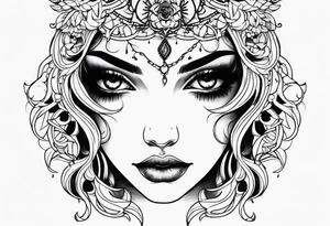 Sad girl Gothic eyes rolled back tattoo idea