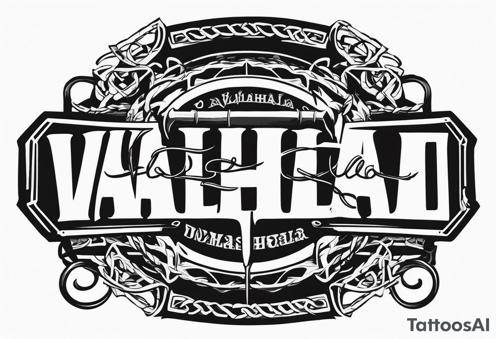 Valhalla sword shield barb wire chain tattoo idea