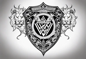 Valhalla shield sword valknut lion dragon tattoo idea