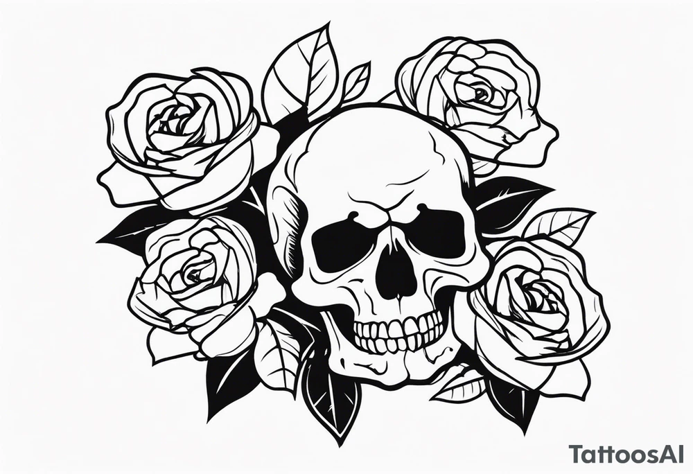 skull and roses tattoo idea