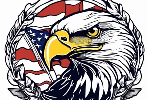 American eagle holding American flag in beak while holding anchor in talons tattoo idea