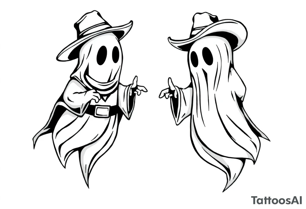 matching cowboy ghosts tattoo idea