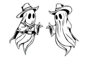 matching cowboy ghosts tattoo idea