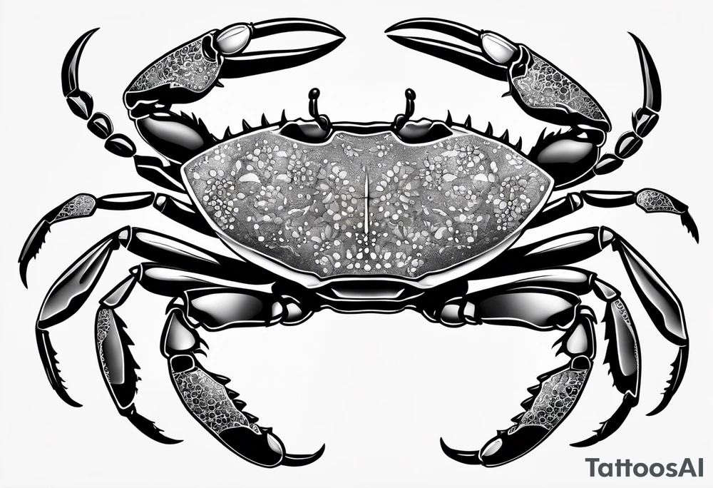 Crabs en blanco en negro con numero 69 tattoo idea