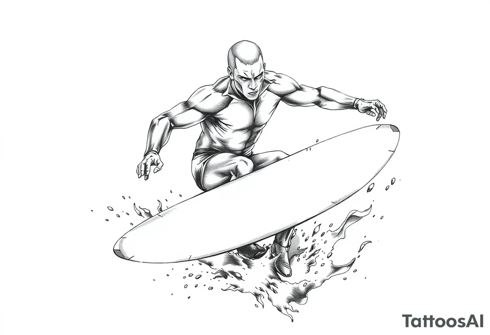 calm silver surfer tattoo idea