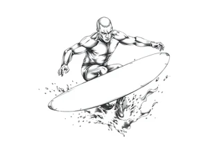 calm silver surfer tattoo idea