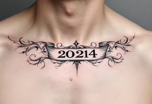 A bold black Roman numeral date across the collarbone, symbolizing a life-changing moment. tattoo idea