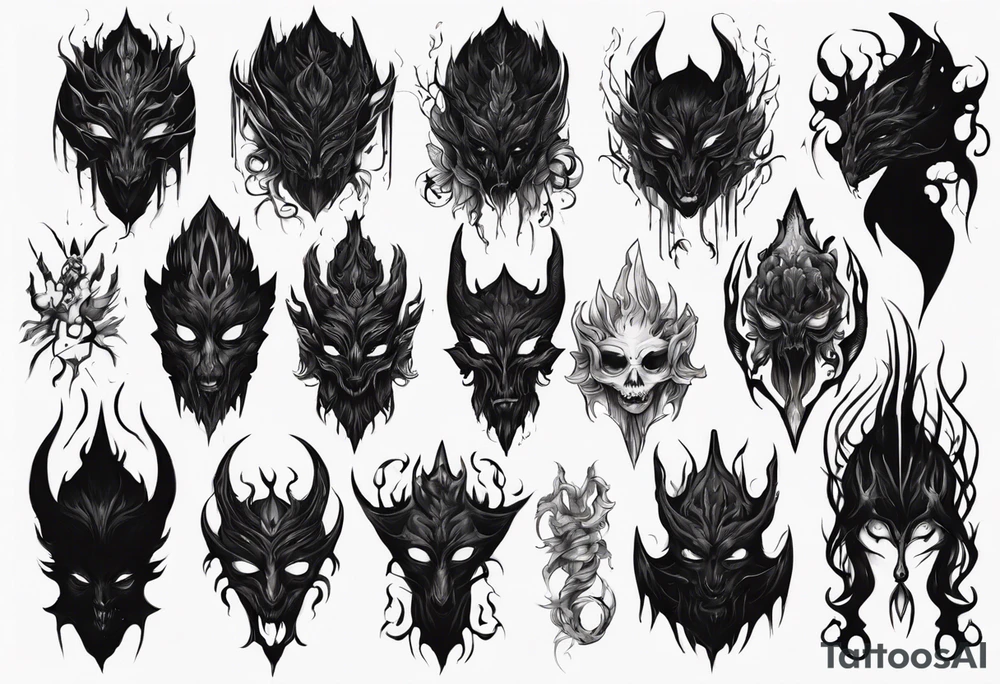 A black faceless shadow creature tattoo idea