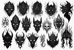 A black faceless shadow creature tattoo idea