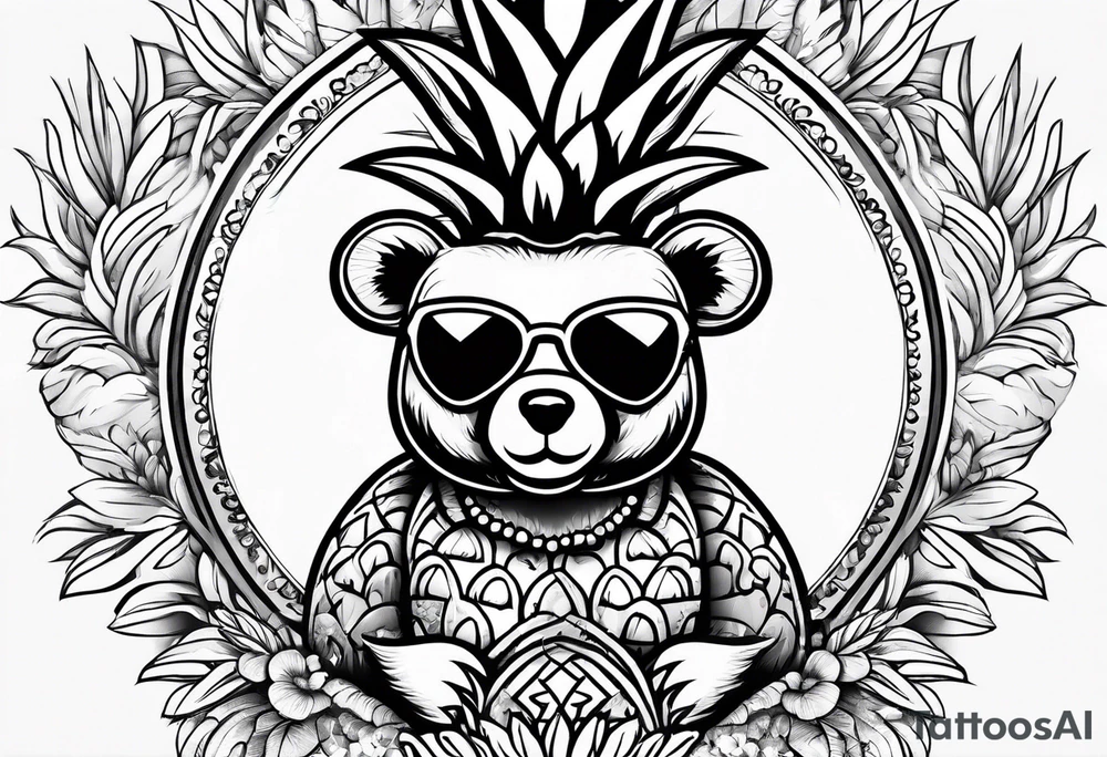 Cute pineapple bear tattoo idea