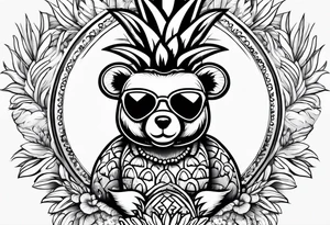 Cute pineapple bear tattoo idea