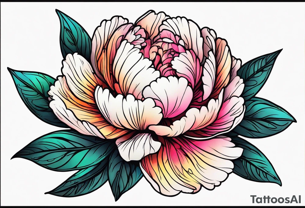 neon floral peonie clip art tattoo idea
