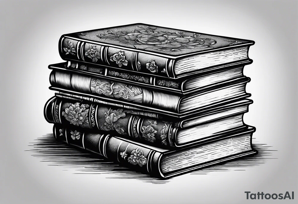 Jigsaw puzzle of a Stack of books tattoo idea