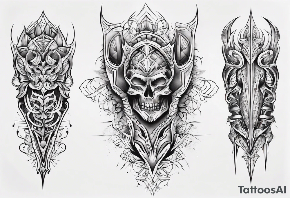 Leg armor symmetrical tattoo idea