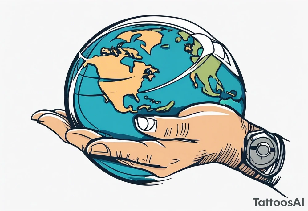 just the hand of an astronaut glove holding the earth tattoo idea