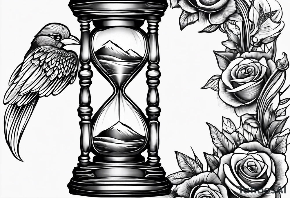 hourglass with wing carpe diem for men tattoo idea
