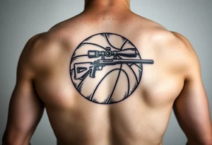 A basketball with a sniper scope inside tattoo idea