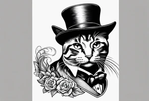 Maine coon cat with top hat tattoo idea