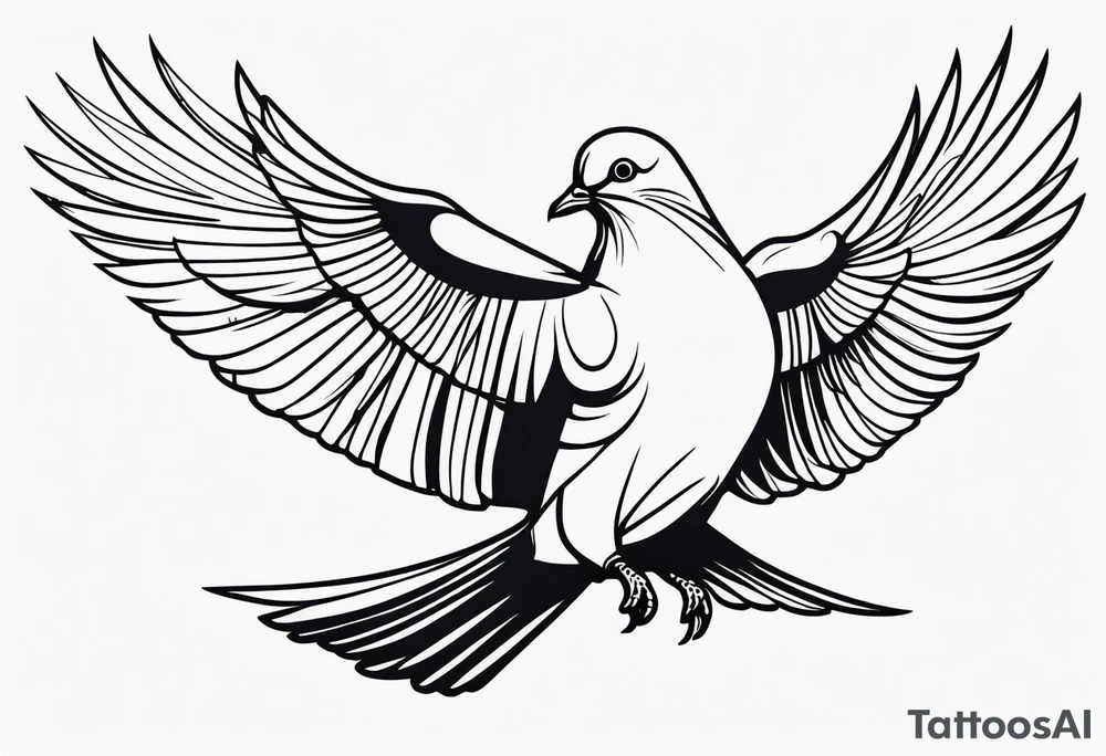 black line pigeon 
on a staue tattoo idea