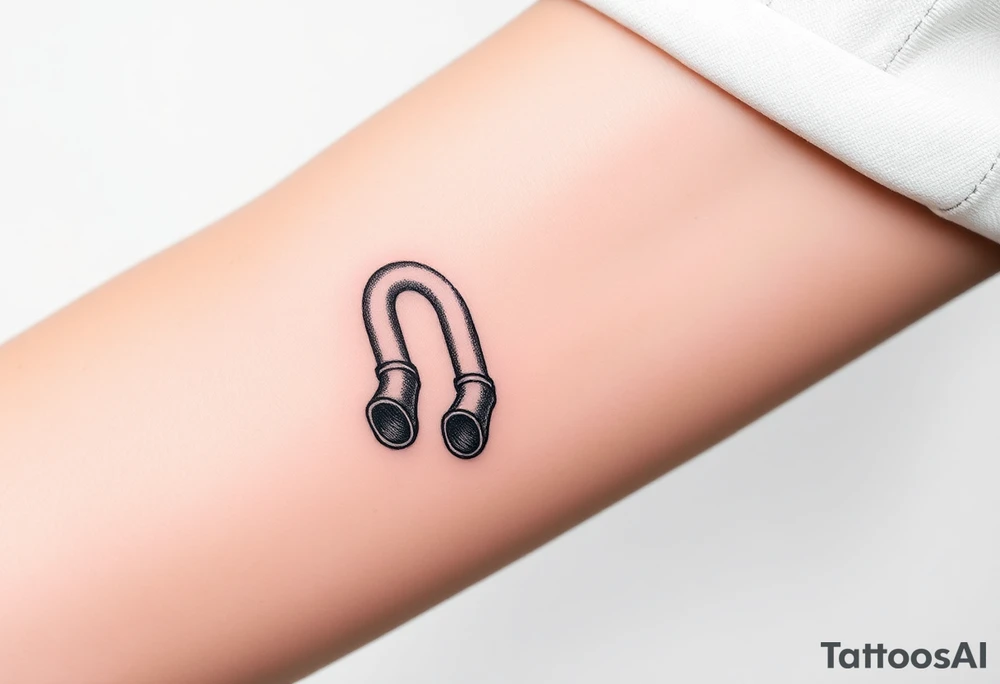 thin curved plumbing pipes with each pipe ending without a curved pipe tattoo idea