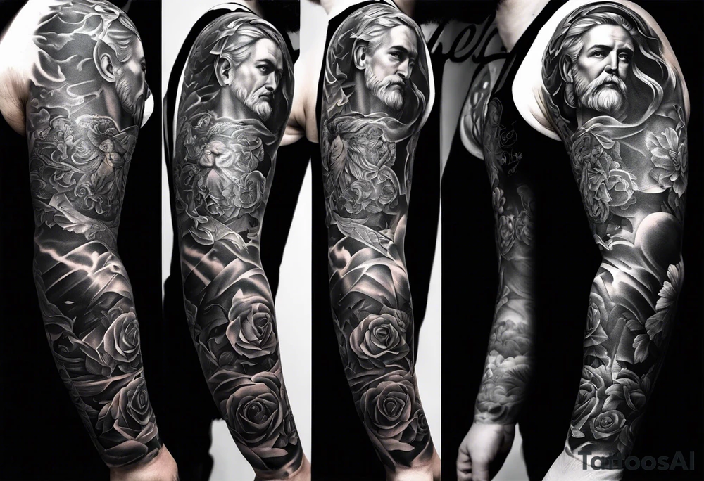Catholic tattoo sleeve for a man. tattoo idea tattoo idea