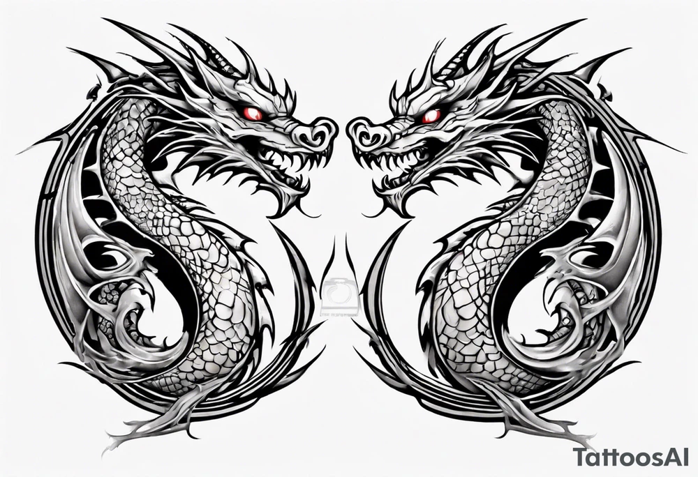 two dragons meeting to create yin yang tattoo idea