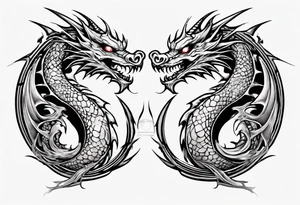 two dragons meeting to create yin yang tattoo idea