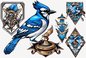 bluejay with trophy tattoo idea