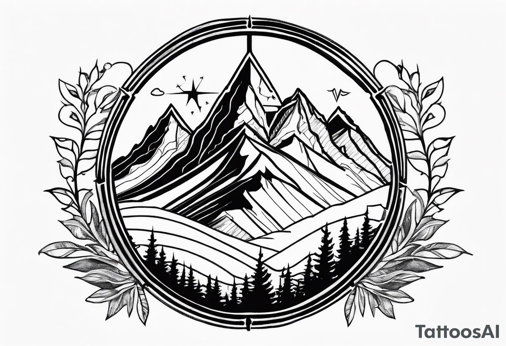 mountain and compass tattoo idea