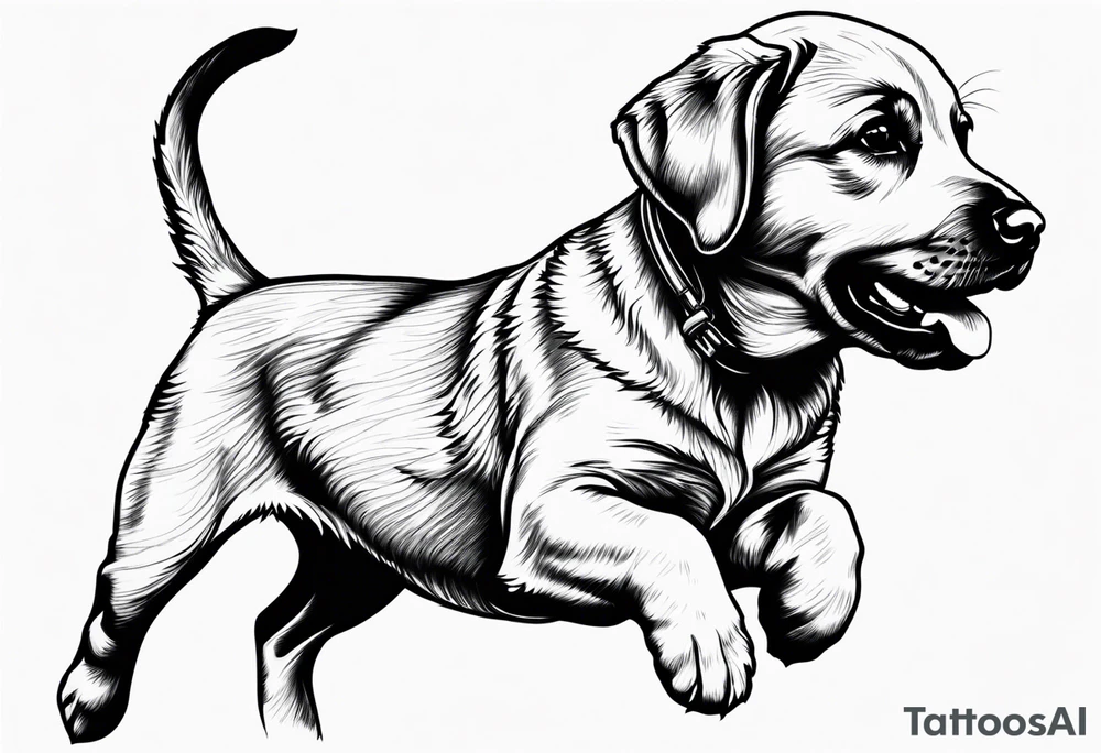 Labrador puppy jumping tattoo idea