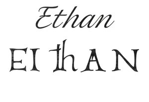 The name Ethan in different writing styles tattoo idea