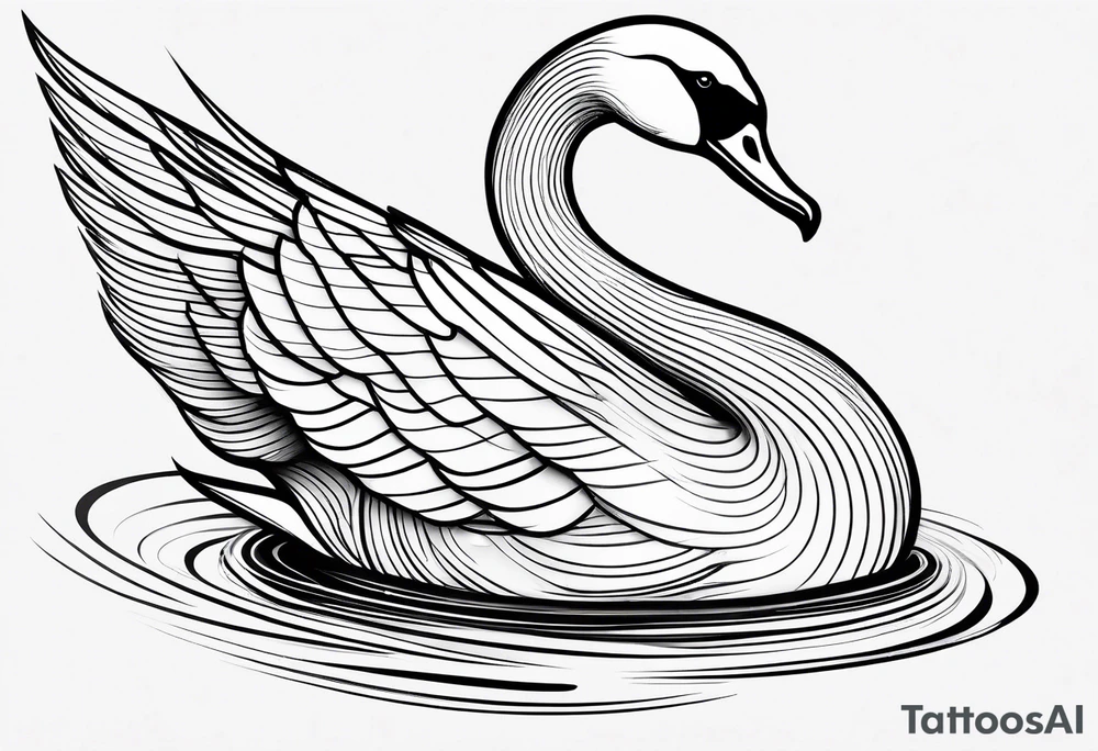 Very simple line work swan tattoo idea