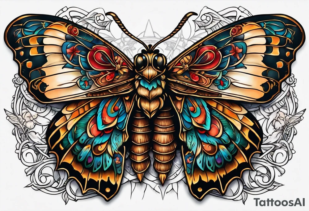 death moth with Wicca aesthetic tattoo idea