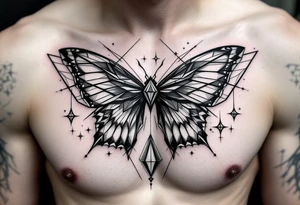 Diamond bow tie butterfly tattoo idea